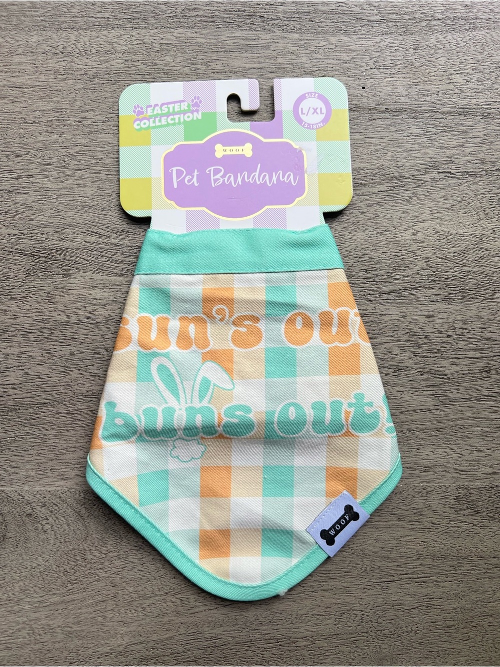 Easter Pastel Plaid "Buns Out" Pet Bandana - Mint & Peach